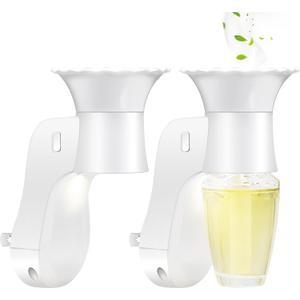 Wall Fragrance Plug in Air Freshener- Plug in Diffuser with Night Light Compatible with Bath and Body Works Wallflowers Refill, ETL Certified Rotatable plug, Scent Control Plug for Home Office (2PCS) (White)