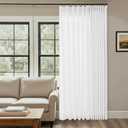 White Extra Wide Pinch Pleated 100 x 108 Inch Linen Curtains for Living Room Light Filtering Semi Sheer Pleat Drape with Hooks Rings Back Tab for Patio Glass Sliding Door Window Curtain 108 Inch Long