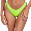 RELLECIGA Women's Thong Bikini Bottom Brazilian High Leg Bathing Suit Bottom size M