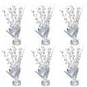 Gyufise 6 Pack Metallic Foil Spray Centerpiece Star Table Decoration Burst Table Centerpieces Table Decor for Birthday Wedding Anniversary Graduation Holiday Party Supplies Silver