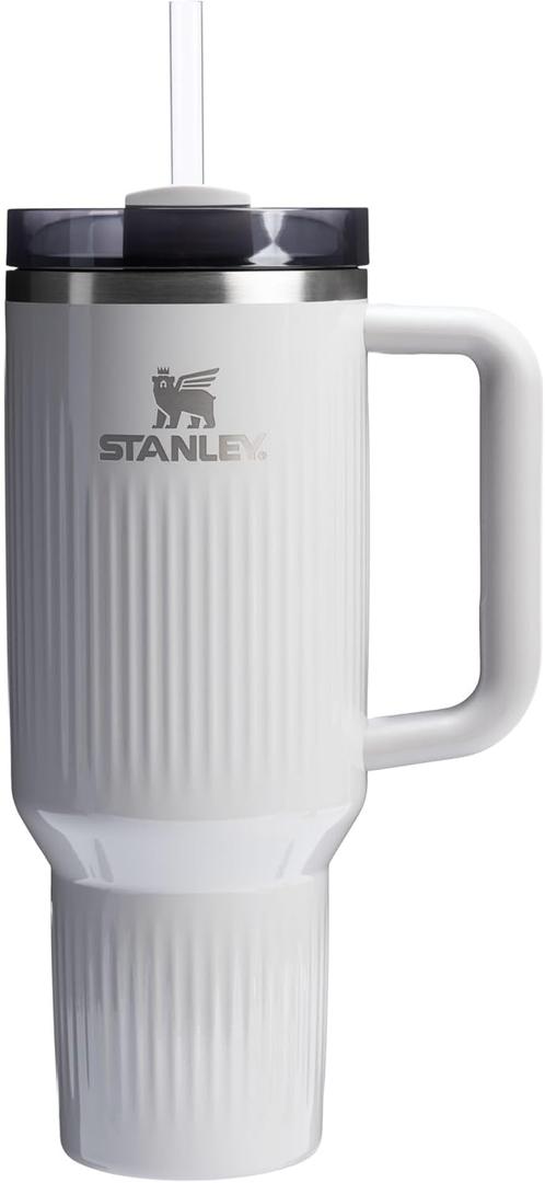 STANLEY Quencher H2.0 Tumbler with Handle and Straw 40 oz | Flowstate 3-Position Lid | Cup Holder Compatible for Travel | Insulated Stainless Steel Cup | BPA-Free | Fluted Ash Gloss