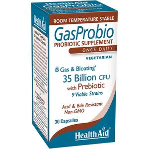 HealthAid GasProbio Digestive Support Probiotic 35 Billion CFU, 9 Strains + Prebiotic Helps Support Digestive Comfort & Reduce Occasional Bloating  Acid & Bile Resistant, Vegetarian 30 Capsules*
