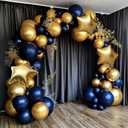 Royal Blue and Gold Balloon Garland Arch Kit, 160Pcs Dusty Blue Gold Latex Balloons with Star Foil Balloons for Wedding Anniversary Birthday Party Decorations