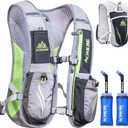 TRIWONDER Hydration Running Vest 5L Lightweight Water Pack for Men Women Hydration Backpack for Trail Race, Hiking, Cycling, Climbing, Camping, Jogging, Marathon (02 Black&Grey 5.5L - with 2 Soft Water Bottles (350ml))