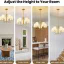 RUIYEY Modern Dining Room Chandelier - 23" 5-Light Black Chandeliers Over Table with Fabric Shades, Adjustable Hanging Dining Room Light Fixture, E12 Hardwired Ceiling Light for Bedroom Living Room