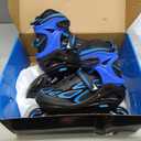 2PM SPORTS Vinal Inline Skates for Men with Light up Wheels Beginner Skates Fun Illuminating Outdoor Roller Skates for Kids and Adults - Azure X-Large