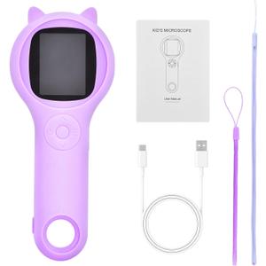 Mini Pocket Handheld Microscope, Portable Magnifying Glass 500x, Pocket Loupe with 2" Screen(Purple)
