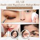 Ysenchan Lighted Makeup Mirror, 8'' Rechargable LED Vanity Magnifying Mirror, Double Sided 5X Manification Mirror with Stand, Cosmetic Standing Desk