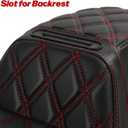 Motorcycle Seat Upgraded One-Piece Driver and Passenger Seat with Diamond Pattern Stitching Fit for Harley Touring Electra Glide 1997-2007 Road Glide 1998-2007 (Red Diamond Stitching)