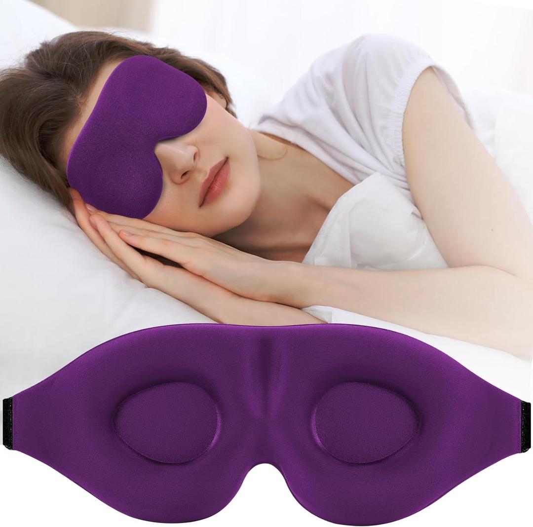 ZGGCD Sleep Mask for Side Sleeper, Light Blocking Sleeping Eye Mask for Women Men, 3D Contoured Cup Night Blindfold, Luxury Eye Cover Eyeshade with Adjustable Strap for Travel, Nap, Purple
