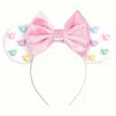 bianbaistar Colorful Candy-Inspired Mouse Ears Headband with Sparkling Glitter  Perfect for Fun Parties, Themed Events, and Holiday Celebrations (Candy Pop White)