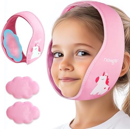 NEWGO Tonsillectomy Ice Pack for Kids, Wisdom Teeth Ice Pack Head Wrap for Kids Tonsil Recovery, Cavities, Tooth Extraction Pain Relief - Pink