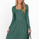 ANRABESS Women's Square Neck Long Sleeve Fall Dress Casual Ribbed Knit Soft 2026 Trendy Short Sweater Dresses with Pockets Green Medium (Green, M)