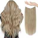 Sunny Blonde Hair Extensions 18 Inch Wire Hair Extensions Ash Blonde Highlights Light Blonde Secret Hair Extensions Invisible Human Hair Extensions Fish Line Hair Extensions 80G