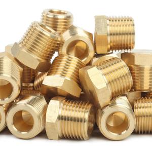 LTWFITTING Brass Pipe Hex Head Plug Fittings 3/8-Inch Male NPT Air Fuel Water Boat(Pack of 10)