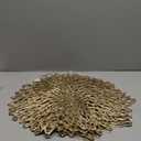 Juvale 10-Pack Gold Vinyl Placemats - Round Leaf Design Table Chargers for Fall Dining Table Settings (14.4 in Place Mat)