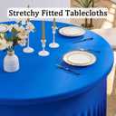 Htper 8 Pack Royal Blue Round Spandex Tablecloths for 60 inch Table, 120 inch Stretchy Fitted 5FT Round Table Cloths with Skirt for Wedding Birthday Party Dining Banquet