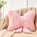 Pink Bow Pillow,12'' Bow Shaped Pillow with Faux Rabbit Fur,Soft Bow Throw Pillows Aesthetic Bow Decorative Pillows for Bed Sofa Couch Home Decor