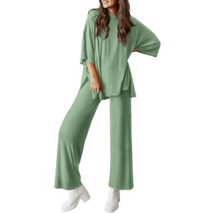PRETTYGARDEN Two Piece Sets For Women Summer Fashion Lounge Matching Set 2025 Travel Vacation Airport Outfits Clothing (X-Large, Bean Green)