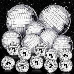 17 Pcs Disco Ball Decorations Assorted Size Disco Ball Ornaments, Mini Large Hanging Party Favors for Christmas New Year Weddings Decor Festival Stage Prop(6, 3.2, 2 Inch)