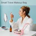 Clear Makeup Bag Travel Size Toiletry Bag Organizer Case Quality PU Leather Transparent Small Cosmetic Bag Car Bag for Essentials with Durable Zipper (White)