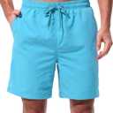 UIQUR Men's Swim Trunks Board Shorts Quick Dry Bathing Suits with Mesh Lining Pockets 7 Inch Inseam Beach Swimwear (Blue, S)