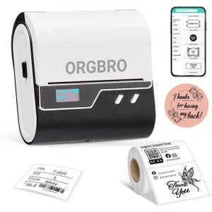 ORGBRO Z3 Label Maker Machine with Tape, 2-3 Inch Bluetooth Thermal Label Printer, Portable Sticker Printer for Small Business Office Home Organization Barcode Address, Compatible with Phones & PC (Silver)