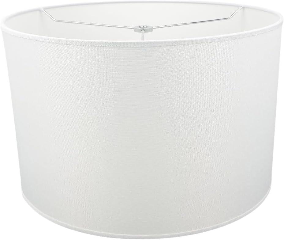 12" Wx 10" H Drum Lampshades, No Assembly Required, Fabric Lampshade for Table Lamp, Bedside Lamp, Floor Lamp, Metal Spider Fitter, White