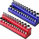 1/4 Inch Magnetic Socket Organizer,2-Pack Metric &SAE Sockets Holder Set 1/4" Drive Socket Trays,Holds 52 Pcs Standard and Deep Size Sockets(Socket not Included)