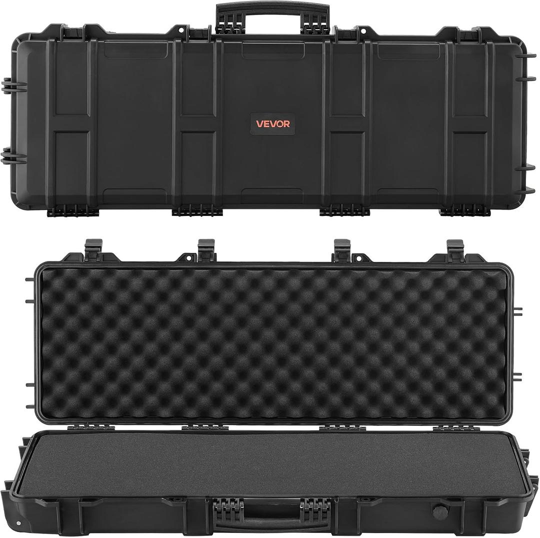 VEVOR Rifle Case, Rifle Hard Case with 4 Layers Fully-protective Foams, Lockable Hard Gun Case with Wheels, IP67 Waterproof & Crushproof, for Rifles or Shotguns, 40 inch