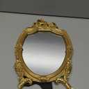 Eaoundm Resin Frame Decorative Wall Mirror Makeup Mirror Tabletop Mirrors, for Bedroom Living-Room Dresser Decor 8.2W x 13 L inchs (Black)