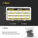 Wood Screws Assortment Kit, FIXLINK 240 PCS High Hardness Flat Head Wood Screws Set, Phillips Drive Assorted Screws, Contain 15PC Anchors and 8 Size (2-1/2,2,1-1/2,1-1/4,1,3/4,5/8,1/2), Zinc