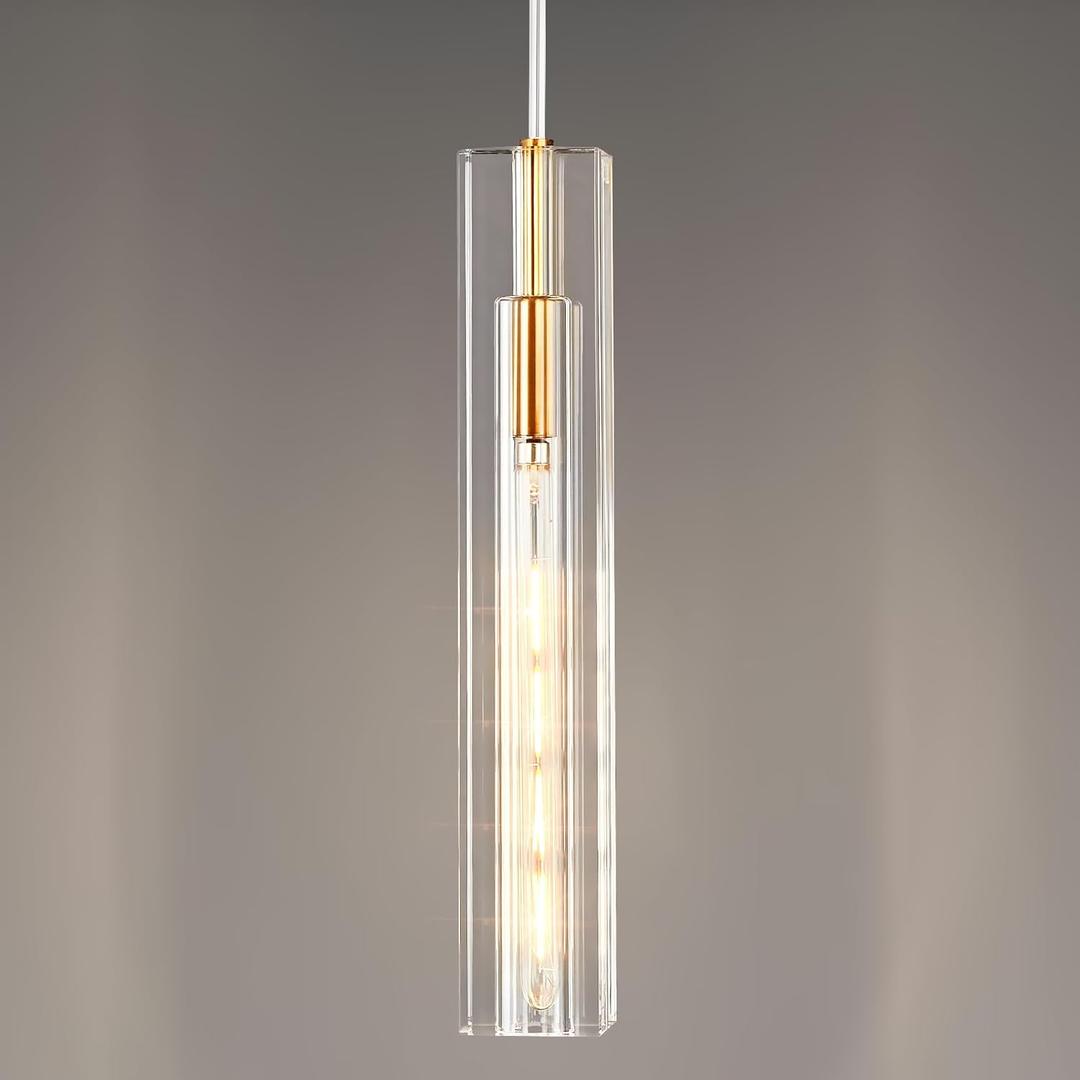 FDPBY Modern Crystal Ceiling Kitchen Light Fixtures Pendant Lights Mini Pendant Light Pendant Lighting for Kitchen Island Bedroom Living Room Hallway Dining Room (1 Pack) (Gold)