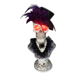 LAIKEARTS 16.5" Halloween Skull Head Decor Statue, Decoration Home Decoration Party Decoration, Skeleton Collection Statue, Halloween Statues, Resin, Skeleton Lady