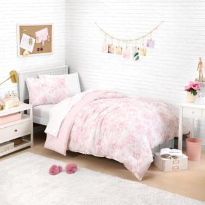 Laura Ashley - Twin XL Comforter Set, Reversible Cotton Bedding with Matching Sham, Medium Weight for Year Round Use, Oeko-Tex Certified, Dorm Essentials (Pink) 