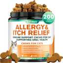 Cat Allergy Relief Chews,Itchy Skin,Paw Licking,Seasonal Allergies Relief, with Omega 3,Probiotics,Green Tea Extract,Boost Immunity,Skin Coat Health,Maintain Oral Health, Allergy Relief for Cat BBD 03/01/28