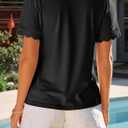Dokotoo Womens Summer Tops Casual Short Sleeve V Neck Lace Shirts Dressy Eyelet Embroidery Blouses (Black, XL)
