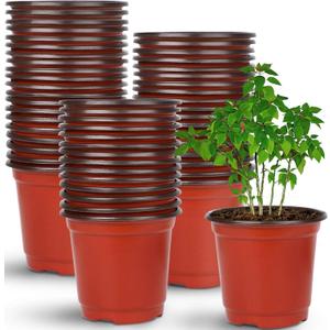 Augshy Nursery Pot, 110 Pcs 4" Plastic Plants Pot,Seed Starting Pots, Indoor Outdoor Seeding pots