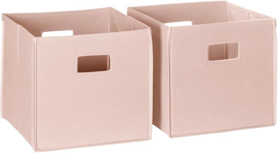RiverRidge Kids 2pc Fabric Collapsible Storage Cube Organizers with Handles for Playroom Organization - Soft Pink