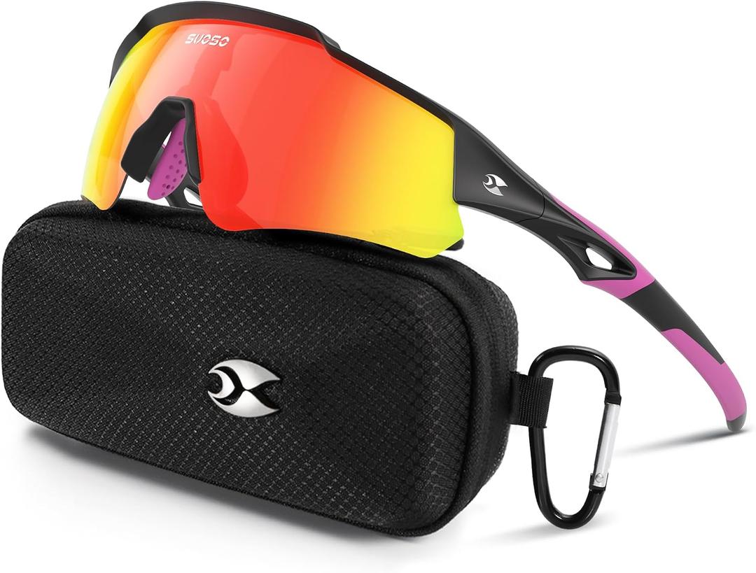 suoso Sports Cycling Sunglasses for Men: Lightweight UV Protection Polarized Sun Glasses for Youth Baseball Softball Running