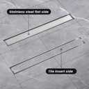 EXF Linear Shower Drain 24 Inch Tile Insert, Brushed Stainless Steel Rectangle Shower Floor Drain Cover with Hair Catcher, Adjustable Feet