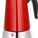 Moka Pot, 9 Cups (15.9 oz) Stovetop Espresso Maker, 304 Stainless Steel Moka Pot, Induction Compatible, Red
