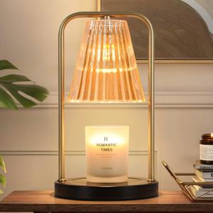 Candle Warmer Lamp for Jar Candles, Mothers Day Gifts for Mom, Vintage Electric Candle Melter House Warming Gifts Home Bedroom Decor, Dimmable Melt Warmer for Scented Wax with 2 Bulbs (1 Pack, Amber & Gold & Metal)