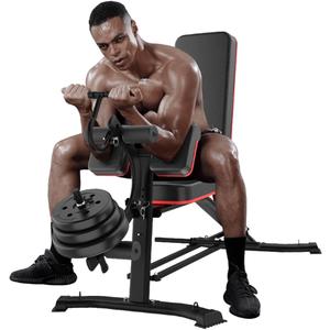 Utility Weight Bench with Leg Extension - Multi-Position Adjustable Bench for Strength Training, Dumbbell Exercise and Ab Workouts (Black (Upgraded Version))