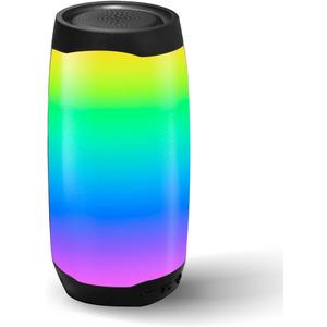 Portable Bluetooth Speaker with LED Color Changing Lights, TWS Function, TF Card/USB/AUX Support, HD Stereo Sound, Christmas Speaker, Bass Enhancement for Party, Outdoor, Camping (Black)