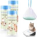 75 Count Self-Cleaning Cat Litter Box Liners 25.6" x 16.5" Compatible with Robot 4 3 Automatic Cat Litter Box, Drawstring Heavy Duty Waste Bags, 7-9 Gallon Trash Bag