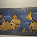 World Map Wall Art Canvas Print, Vintage Gold Cracked Texture Map of the World Poster, Abstract Navy Blue Ocean Geography Art for Living Room Office Decor, Large Horizontal Map Framed 29"x58"