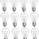 75 Watt Incandescent Light Bulbs, A19 75 WATT Incandescent Bulb Shatter Resistant Rough Service Light Bulb 60+ Watt A19 Shape, Soft White (12PACK)