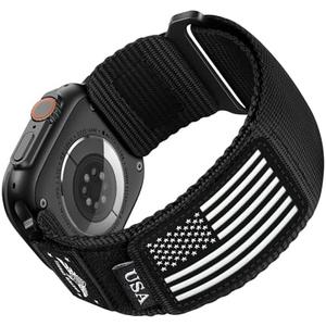 Rugged Nylon for Apple Watch Ultra 2 Band 49mm iWatch Bands 46mm 45mm 44mm 42mm Men, Soft Woven Adjustable Stars-Stripes Flag Wristbands Strap for Apple Watch Ultra Series 10/ 9/ 8/ 7/ 6/ 5/ 4/ 3/ SE/ Ultra2 Rugged Nylon for Apple Watch Ultra 2 Band 49mm iWatch Bands 46mm 45mm 44mm 42mm Men, Soft Woven Adjustable Stars-Stripes Flag Wristbands Strap for Apple Watch Ultra Series 10/ 9/ 8/ 7/ 6/ 5/ 4/ 3/ SE/ Ultra2
