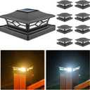 VOLISUN Solar Post Cap Lights: 8 - Pack Outdoor Deck Post Cap Lights Black for Dock Fence Waterproof 2 Color Modes,4x4/6x6 Wooden/Vinyl Posts